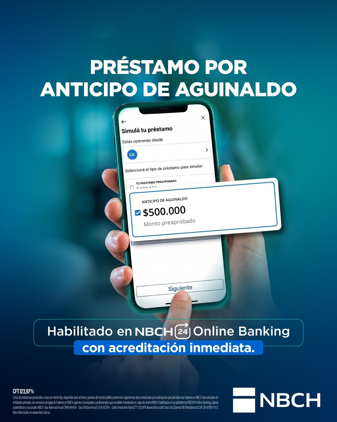 Ya está habilitado el préstamo de anticipo de aguinaldo con acreditación inmediata en NBCH24